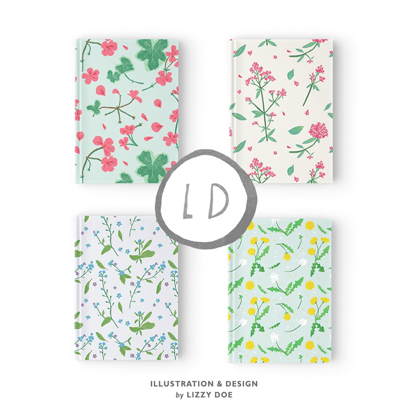 summer flowers illustrated notebooks by Lizzy Doe