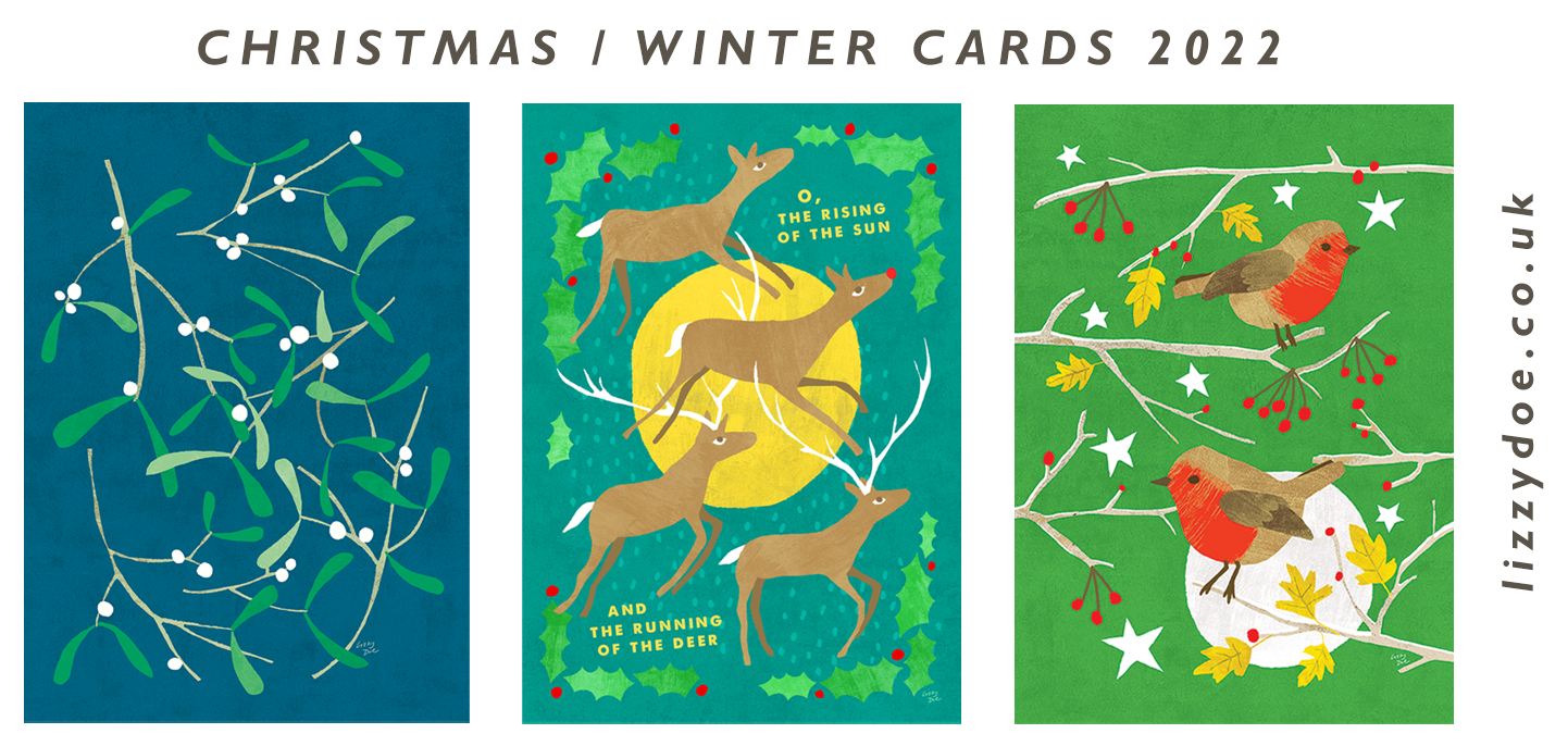 nature themed christmas or winter cards by lizzy doe