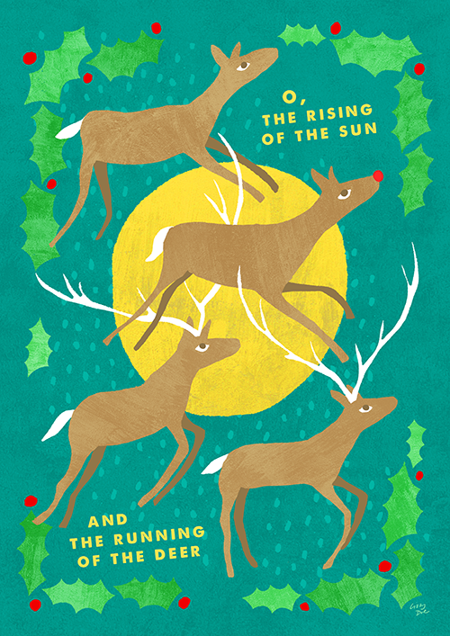 christmas carol deer illustration by lizzy doe