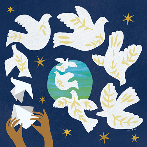 Peace on Earth - crafting peaceful thoughts illustration by Lizzy Doe