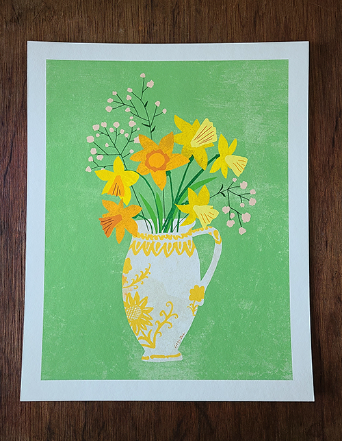 Spring Flowers Spanish Vase illustration by Lizzy Doe giclée print