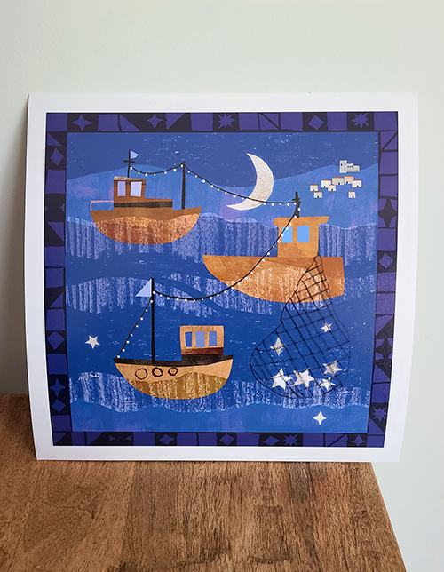 Trawling For Stars illustration by Lizzy Doe giclée print